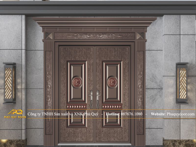 mẫu cửa chính tân cổ điển tại Phú Quý Door