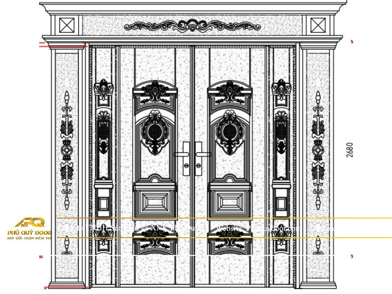 bản vẽ 2D cửa chính thiết kế kiến trúc